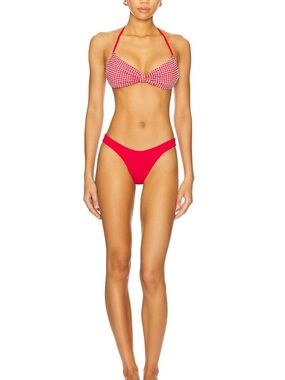 Hunza G Kacey Bikini Set in Red Gingham NWT